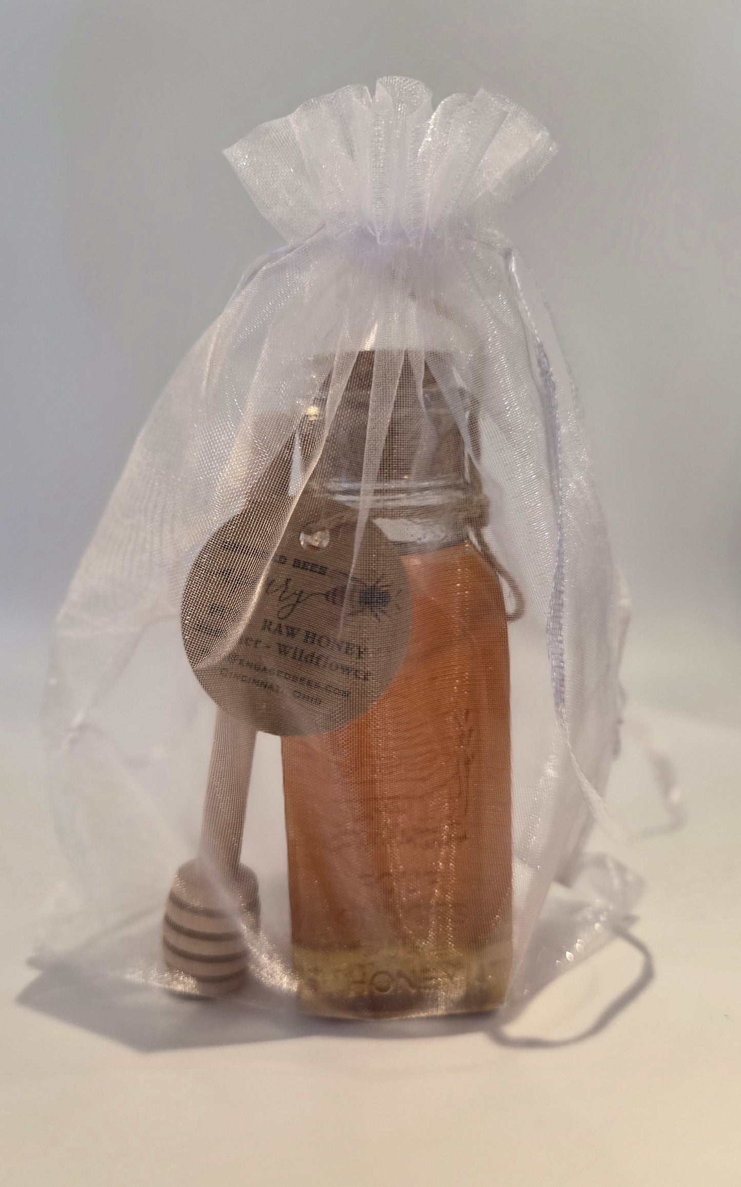 4oz muth favor - summer honey with honey dipper in organza bag